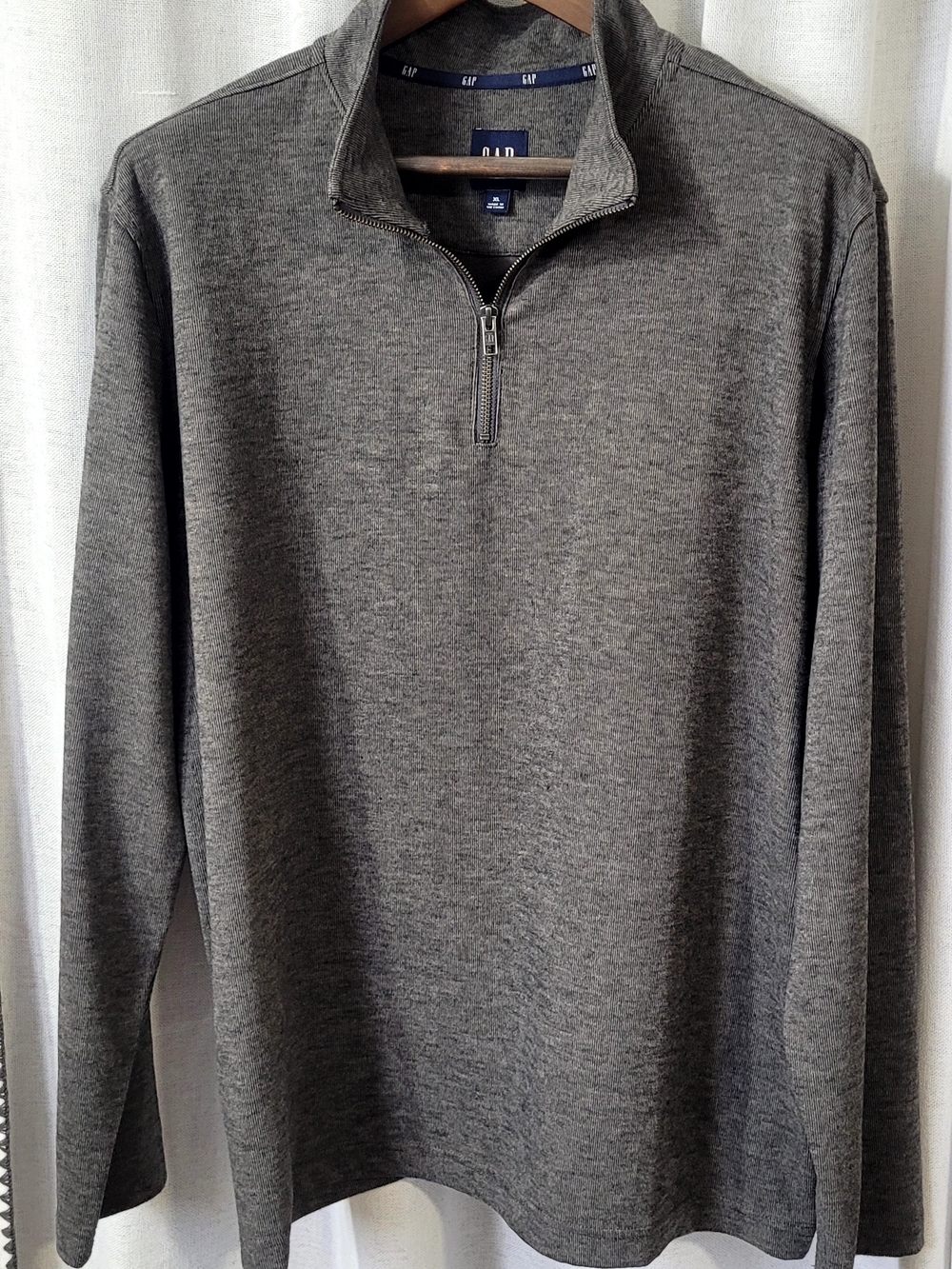 Gap Men’s Textured Ribbed Quarter-Zip Pullover Sweater Gray Size XL